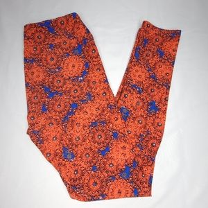 LuLaRoe Legging Women's One Size 2-10 Floral Orange Blue